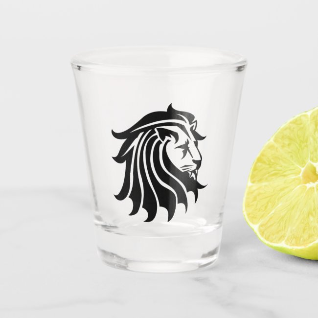 Black and White Lion Silhouette Shot Glass