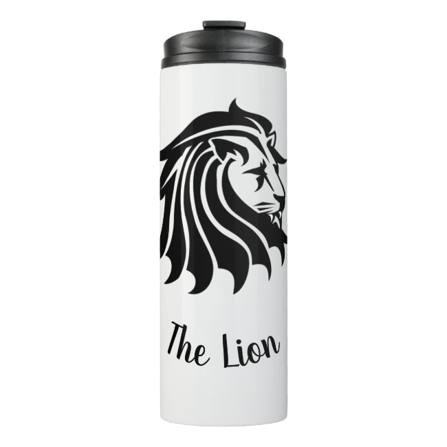 Black and White Lion Silhouette Thermal Tumbler