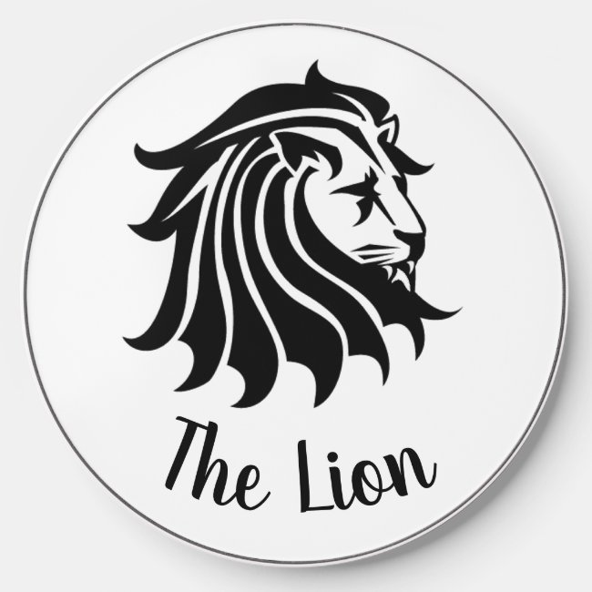 Black and White Lion Silhouette Wireless Charger