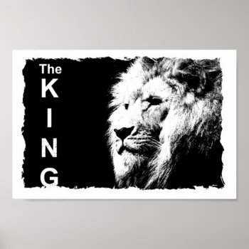 Black And White Lion Template Nature Animal King Poster by art_grande at Zazzle