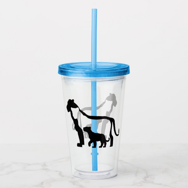 Black and White Lions Acrylic Tumbler (Front)