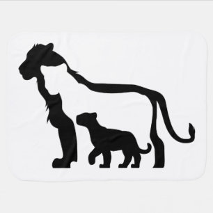Black and White Lions Baby Blanket