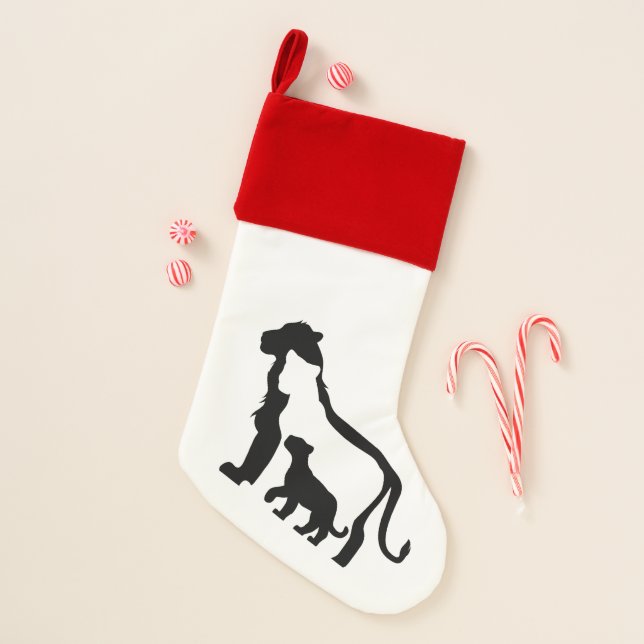 Black and White Lions Christmas Stocking (Front)