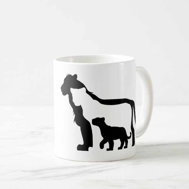 Black and White Lions Coffee Mug (Front Right)