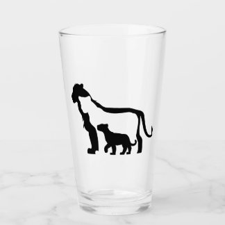Black and White Lions Glass