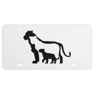 Black and White Lions License Plate