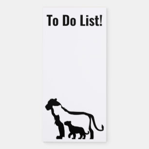 Black and White Lions Magnetic Notepad
