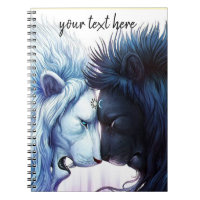 Black and white lions notebook journal