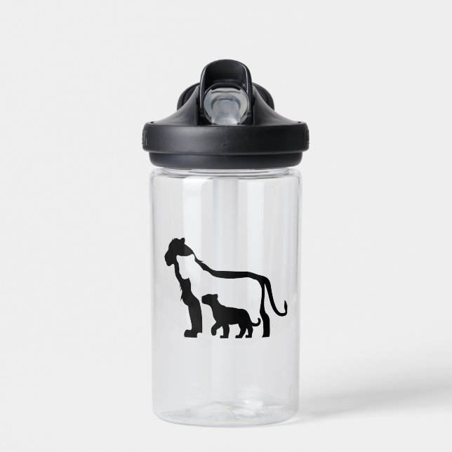 Black and White Lions Water Bottle (Front)