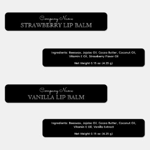 Black and White Lip Balm Brand Ingredient Custom Labels