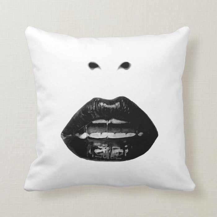 Black and White Lips Pillow