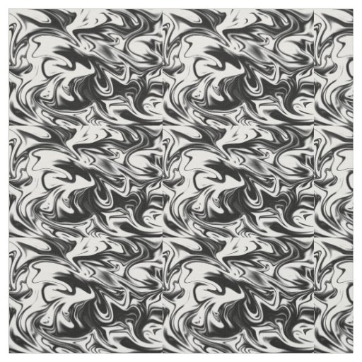 Black And White Liquefied Marble, Fabric