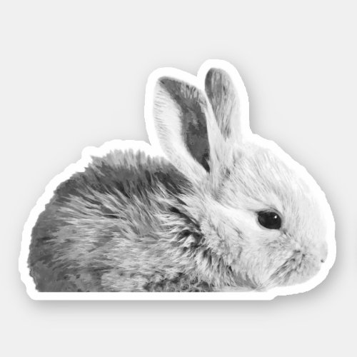 Black and White Little Bunny Sticker