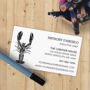 Black and White Lobster Graphic Restaurant, Shop Business Card