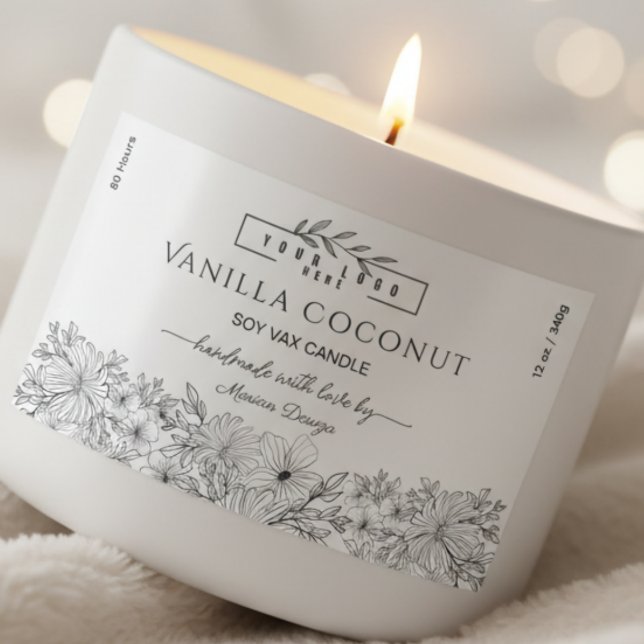 Black and white logo Floral Candle Label (Creator Uploaded)