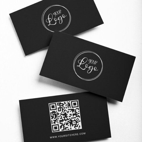 Black and White Logo Minimalist QR Code Business Card
