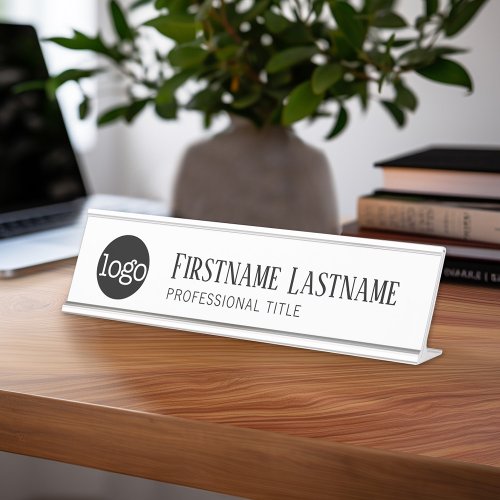 Black and White _ Logo Name Professional Title Desk Name Plate