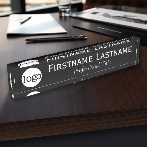 Black and White _ Logo Name Professional Title Nameplate