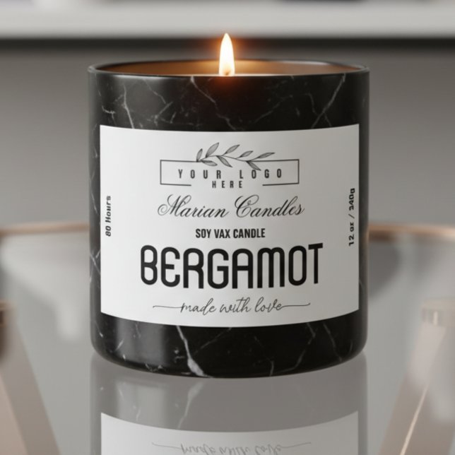 Black and white logo Personalized Candle Label (Creator Uploaded)