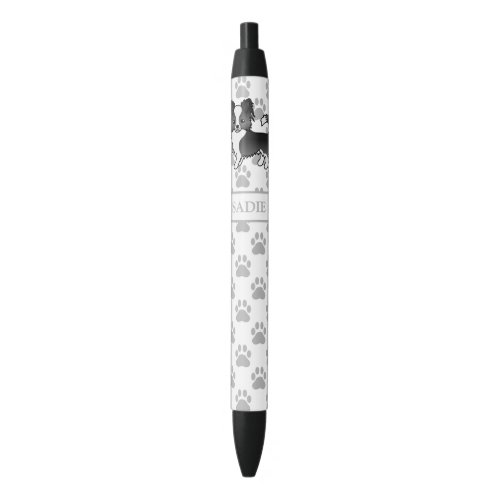 Black And White Long Coat Chihuahua Dog  Name Black Ink Pen