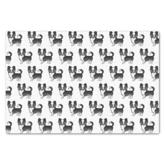 Black And White Long Coat Chihuahua Dog Pattern Tissue Paper