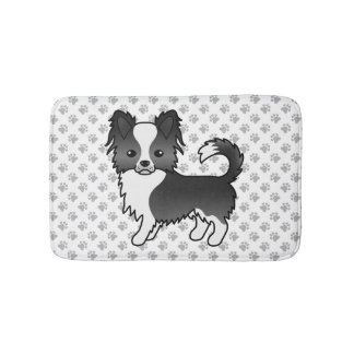 Black And White Long Coat Chihuahua Dog &amp; Paws Bath Mat