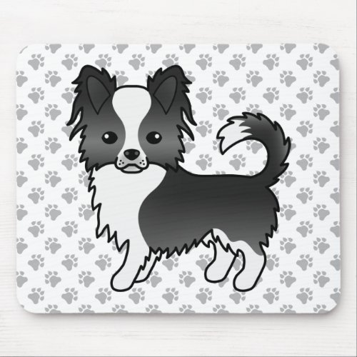 Black And White Long Coat Chihuahua Dog  Paws Mouse Pad