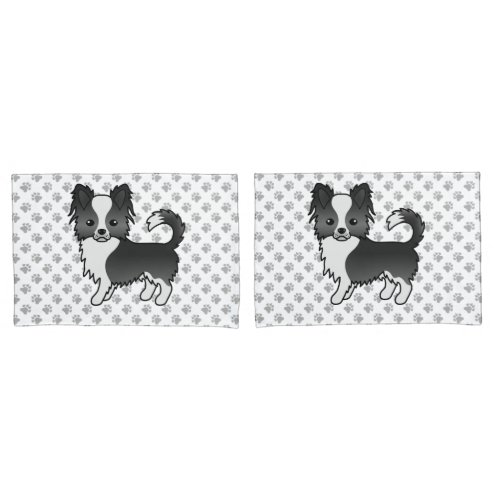 Black And White Long Coat Chihuahua Dog  Paws Pillow Case