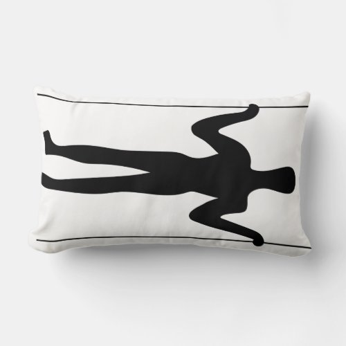 Black and White Long Man Geoglyph Ancient Art Lumbar Pillow