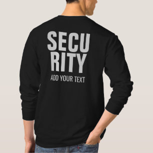 Black And White Long Sleeve Mens Security Template T-Shirt