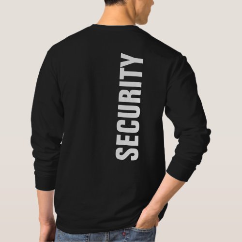 Black And White Long Sleeve Template Security Mens T_Shirt