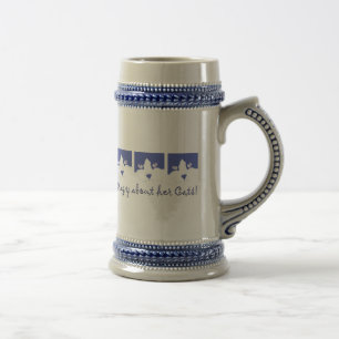 Black and White Longhaired Cat Beer Stein