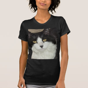 Black and White Longhaired Cat T-Shirt