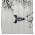 Black And White Loon On A Lake  Shower Curtain at Zazzle