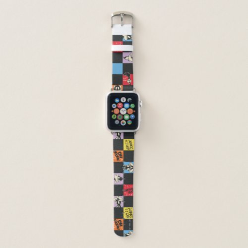 Black and White LOONEY TUNES in Colorful Checker Apple Watch Band