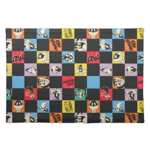 Black and White LOONEY TUNES™ in Colorful Checker Cloth Placemat
