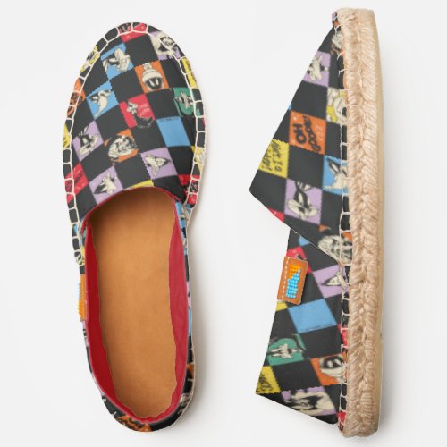 Black and White LOONEY TUNES in Colorful Checker Espadrilles