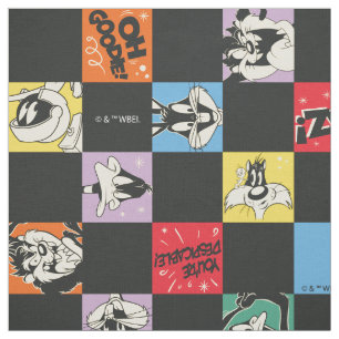 Black and White LOONEY TUNES™ in Colorful Checker Fabric