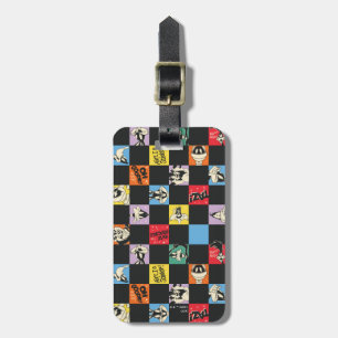 Black and White LOONEY TUNES™ in Colorful Checker Luggage Tag