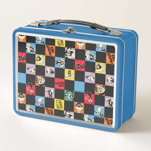 Black and White LOONEY TUNES in Colorful Checker Metal Lunch Box