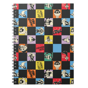 Black and White LOONEY TUNES™ in Colorful Checker Notebook