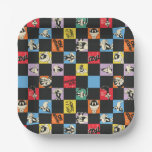 Black and White LOONEY TUNES™ in Colorful Checker Paper Plates