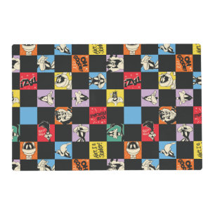 Black and White LOONEY TUNES™ in Colorful Checker Placemat