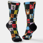 Black and White LOONEY TUNES™ in Colorful Checker Socks