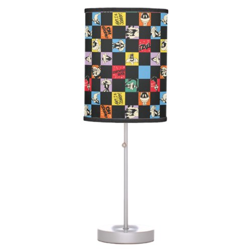 Black and White LOONEY TUNES in Colorful Checker Table Lamp