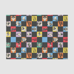 Black and White LOONEY TUNES™ in Colorful Checker Tissue Paper
