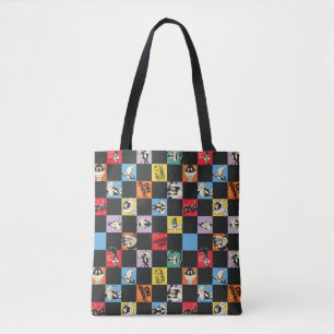 Black and White LOONEY TUNES™ in Colorful Checker Tote Bag