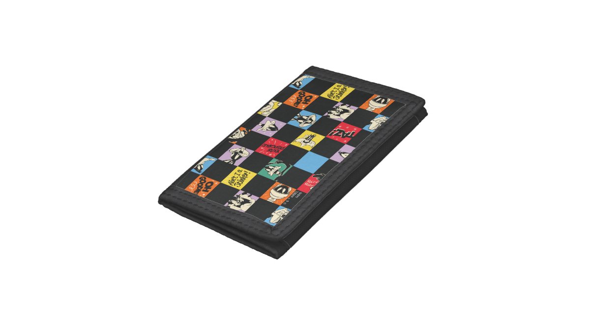 Trendy Checkerboard Trifold Wallet with Cartoon Print main image 0