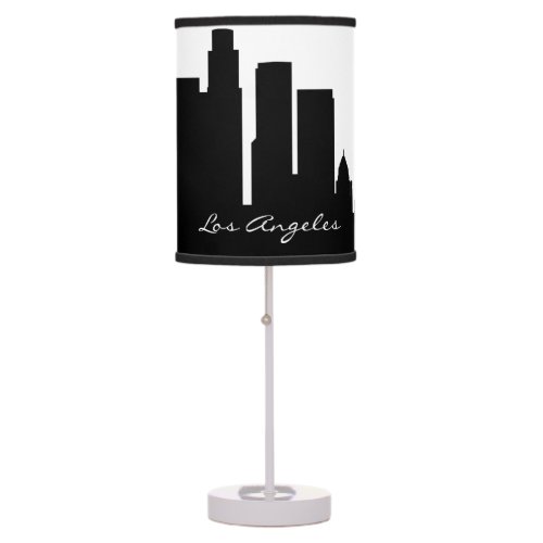 Black and White Los Angeles California Skyline Table Lamp