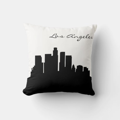 Black and White Los Angeles Skyline Throw Pillow